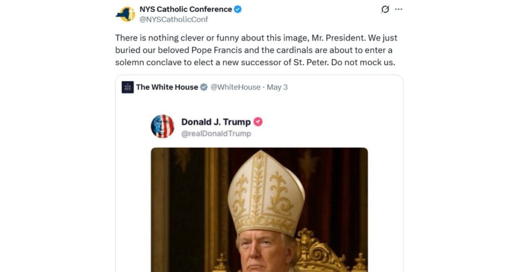 NYS Catholic Conference Is Not Happy With Donald Trump's AI-generated Image As Pope
