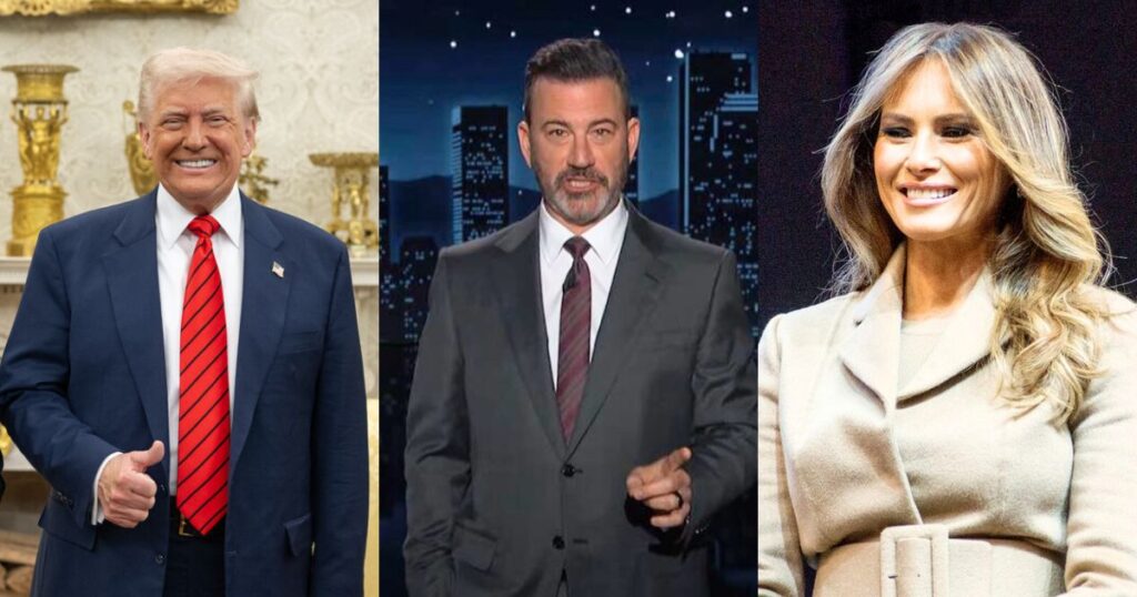 Donald Trump, Jimmy Kimmel and Melania Trump