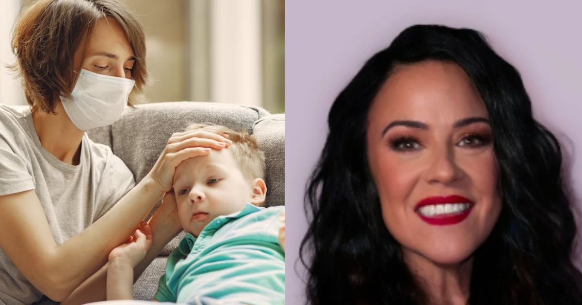 A sick child with a caregiver and Kerri Rivera, the influencer who suggested a fake autism remedy. (left—uploaded by Gustavo Fring—via Pexels) and (right- iamkerririvera|Instagram)