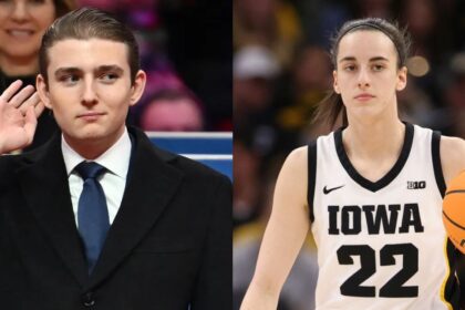 Split image of Barron Trump and Caitlin Clark amid dating rumors