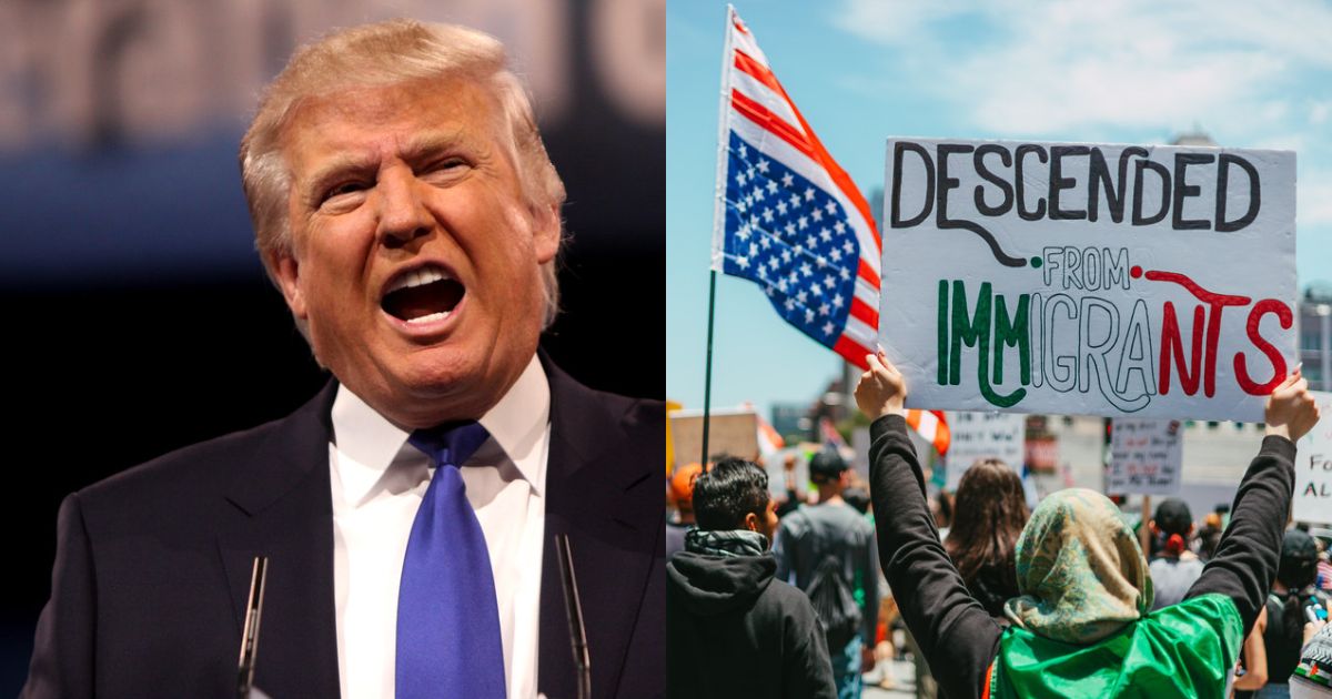 Donald Trump (uploaded by Gage Skidmore - via Flickr) and brutal LA protest over immigration policies (uploaded by Larissa Puro- via Flickr)