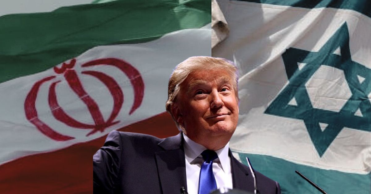 Donald Trump announced a ceasefire between Iran and Israel via Truth Social ( background image - uploaded by Demoreno01- via Wikimedia Commons) and (Trump's image from Flickr)