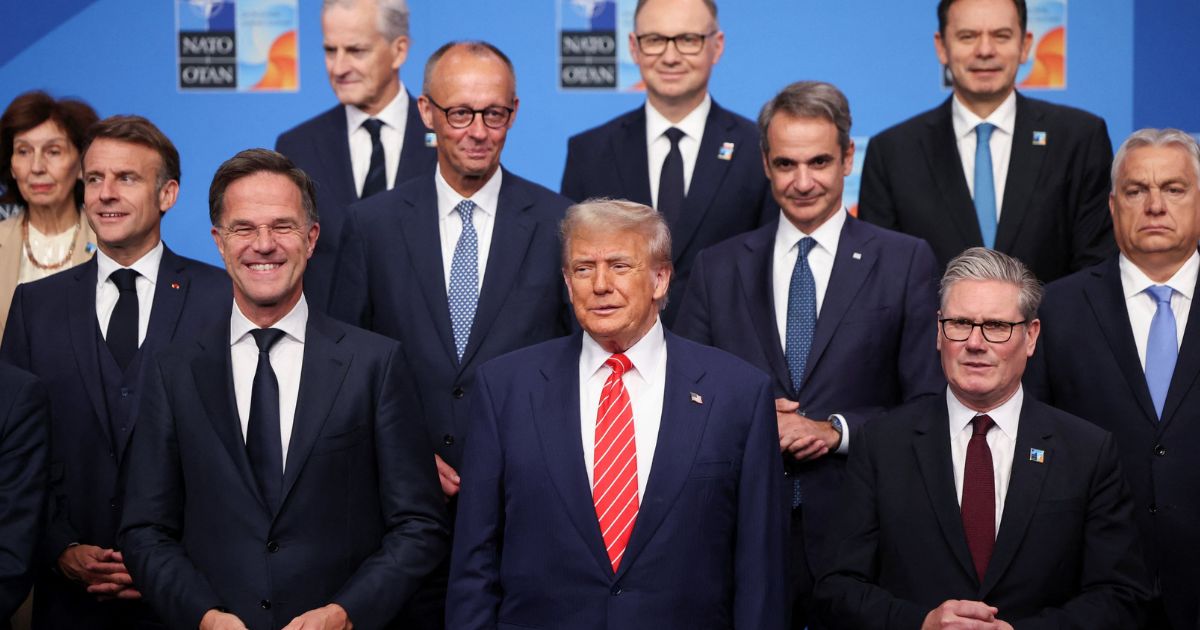 Donald Trump with other world leaders at NATO Summit