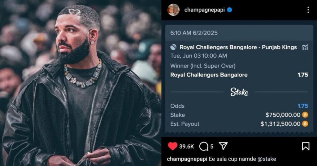 Drake Bets Millions on That Hasn’t Won in 18 Years