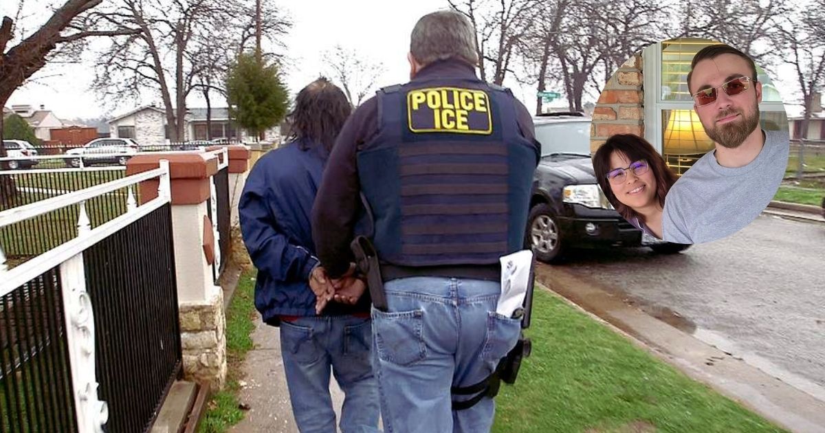 ICE detained Paola Clouatre during a routine Green Card interview (background picture—via getarchive.net) and picture of the couple (@larryfloresberrier|Instagram)