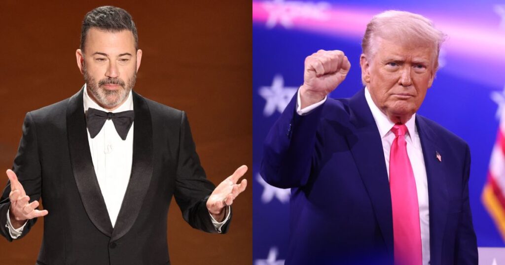 Jimmy Kimmel (via Heute.ai) and Donald Trump (uploaded by Gage Skidmore- via Flickr)