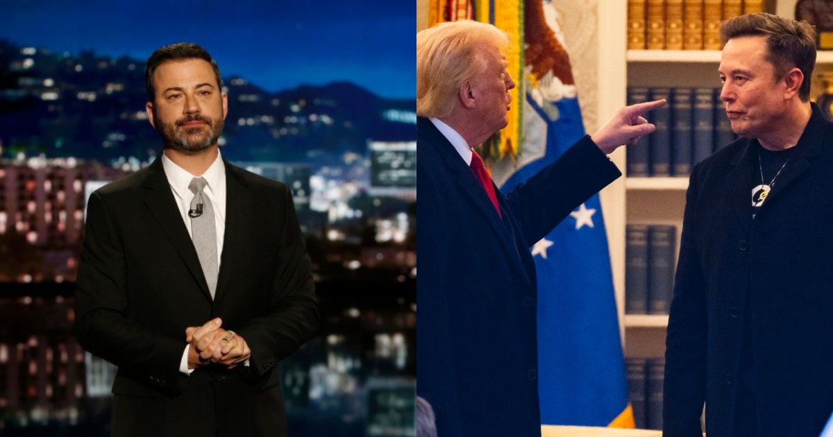 Jimmy Kimmel and Donald Trump with Elon Musk