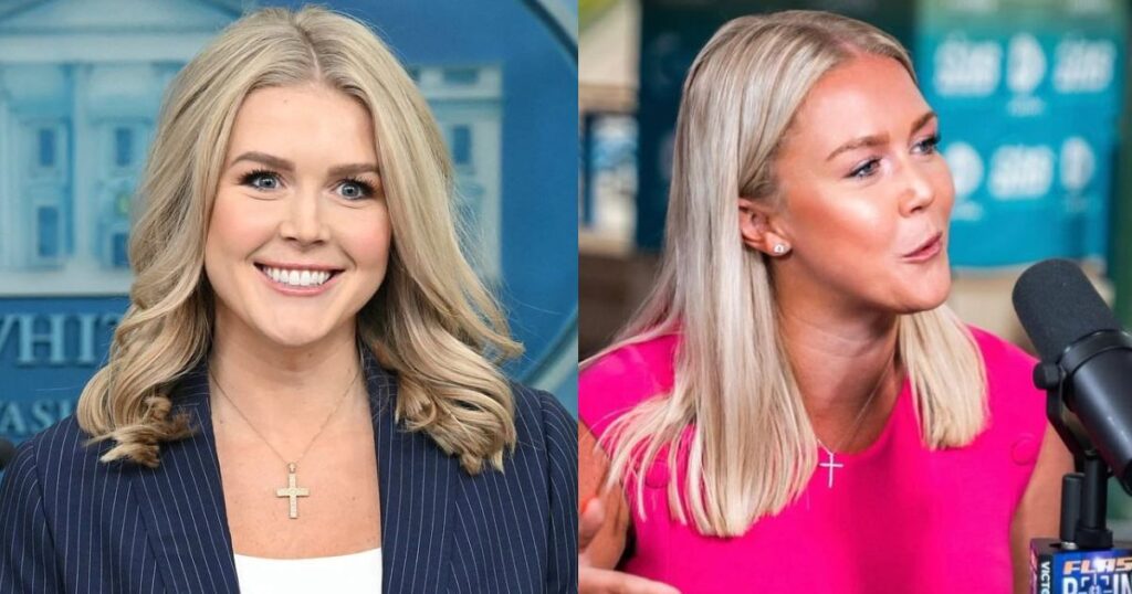 Karoline Leavitt sporting her infamous cross necklace during press interviews ( credits: Both the pictures from @LeavittMedia/X.com)