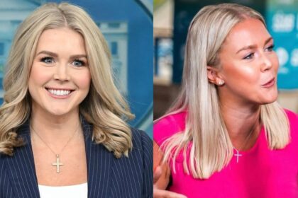 Karoline Leavitt sporting her infamous cross necklace during press interviews ( credits: Both the pictures from @LeavittMedia/X.com)