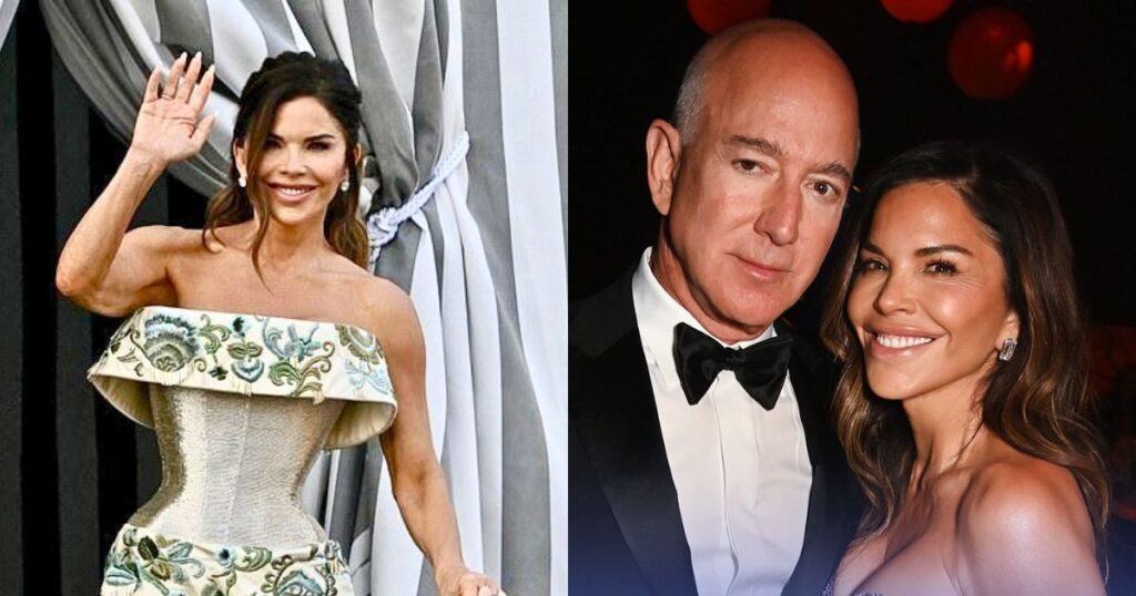 Lauren Sanchez in a metallic corset gown at Venice welcome dinner before her wedding to Jeff Bezos