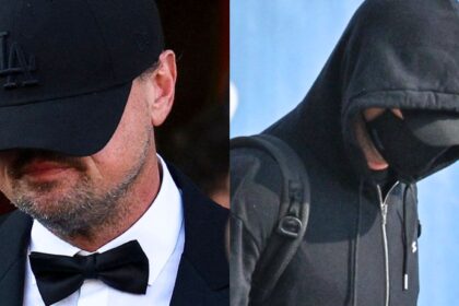 Leonardo DiCaprio wearing a tuxedo and Dodgers cap at Jeff Bezos and Lauren Sánchez's wedding in Venice