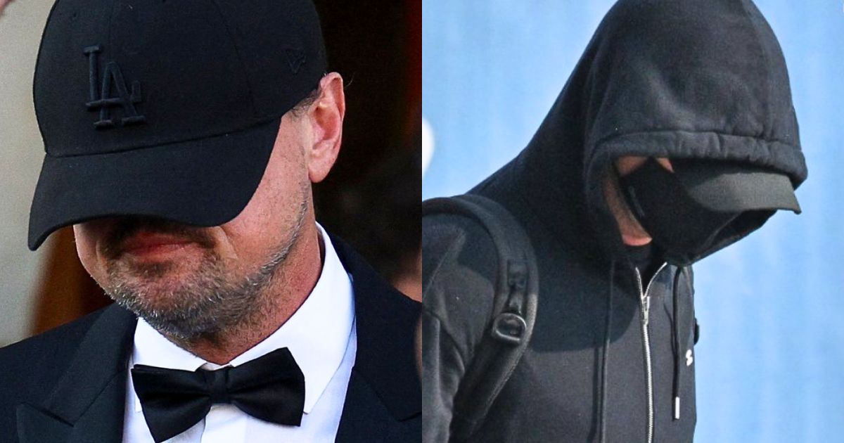 Leonardo DiCaprio wearing a tuxedo and Dodgers cap at Jeff Bezos and Lauren Sánchez's wedding in Venice