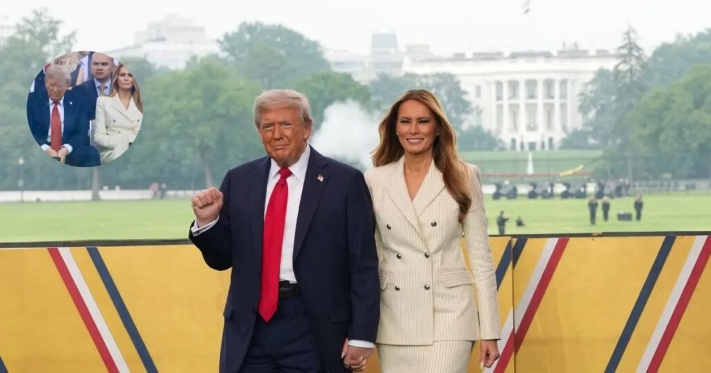 Melania and Donald Trump at Trump military parade