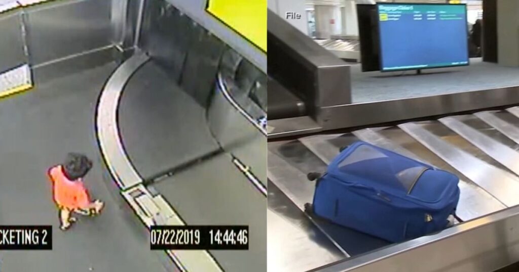 Toddler gets rescued at Newark airport after climbing onto the conveyor belt