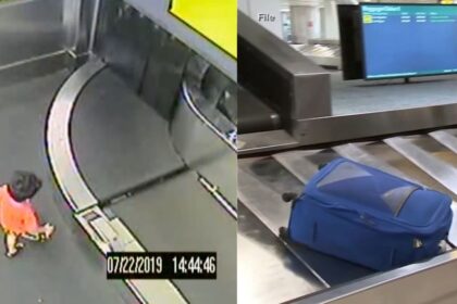 Toddler gets rescued at Newark airport after climbing onto the conveyor belt