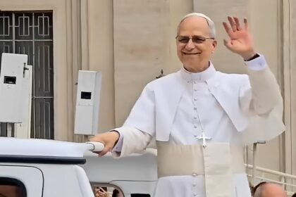 Pope Leo XIV waving during a public audience at the Vatican, June 11, 2025.