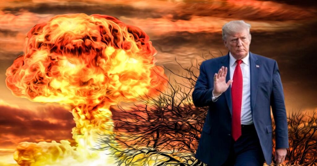 President Donald Trump made a terrible typo in his recent update after launching an attack on Iran. (picture of the blast from needpix.com and Trump's picture from Euromaidan Press).