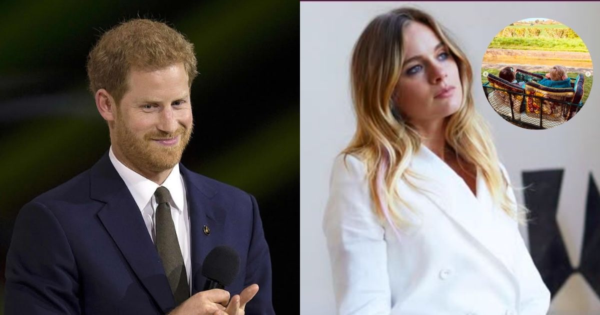 Prince Harry ( picture by By E. J. Hersom- via Norwegian Encyclopedia)and ex-girlfriend Cressida Bonas (cressida_bonas_|Instagram) picture in the circle—( Cressida 's two kids also via Instagram)