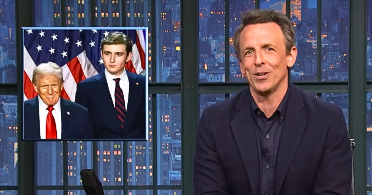 Seth Meyers delivers a monologue referencing Barron Trump