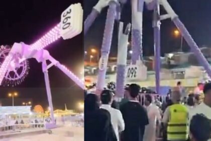 An amusement ride in Saudi Arabia broke suddenly (Image via X / @BGatesIsaPyscho l @MOSCOW_EN)