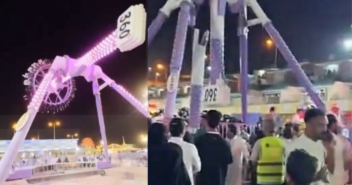 An amusement ride in Saudi Arabia broke suddenly (Image via X / @BGatesIsaPyscho l @MOSCOW_EN)