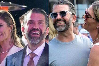Donald Trump Jr. and Bettina Anderson seen together in a candid moment. Credits- Revista ¡HOLA! (@holamexico on X) | Page Six (@PageSix on X).