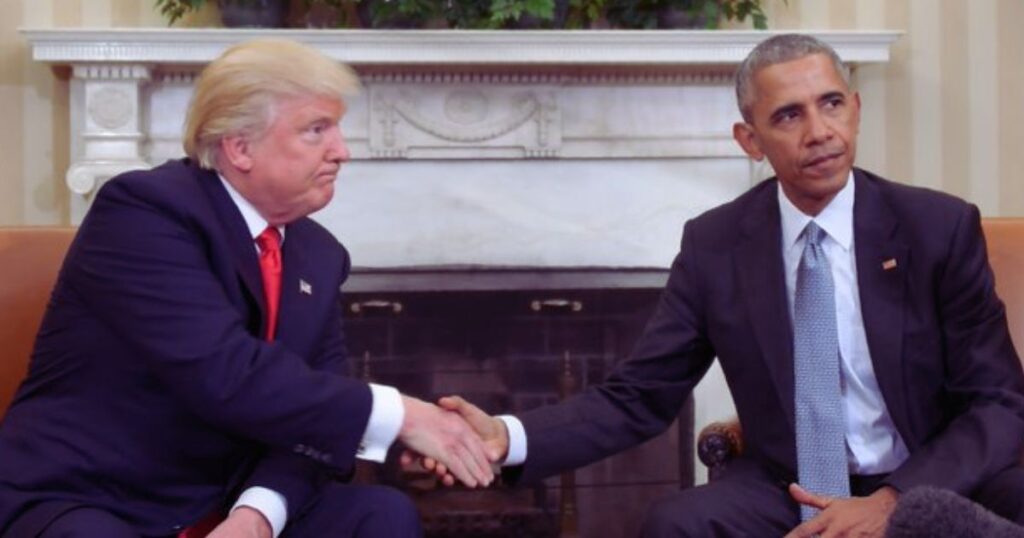 Donald Trump and Barack Obama at the White House (Credits- via @HuffPost|X).