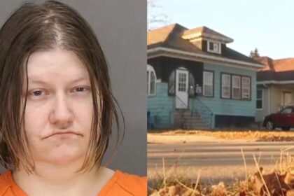 Elizabeth A. Drake and her Green Bay home in Wisconsin where she kept her mom (left- via True crime Updates|X.com) and ( right- WBAY TV-2|YouTube).