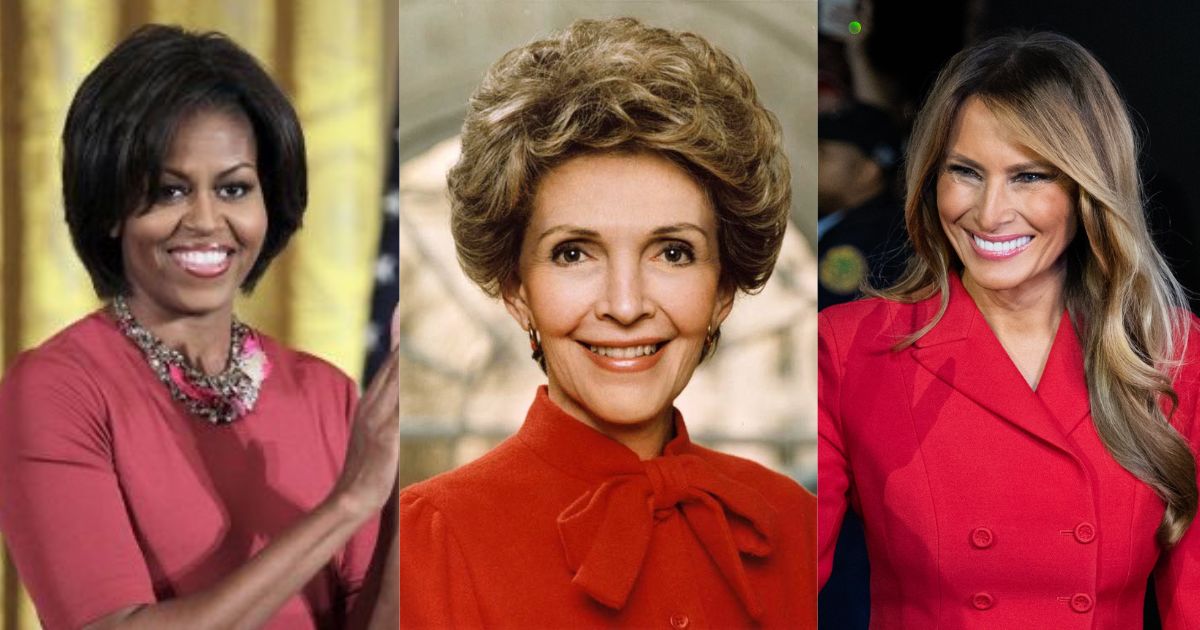 (From left to right) First Ladies Michelle Obama (@Miti_Blue), Nancy Reagan (@LaramieRamJay), and Melania Trump (@MissSassbox), as shared on X.