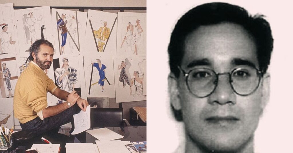 Gianni Versace (@pradapearll- via X) and his killer Andrew Cunanan (@myeongwen|X)