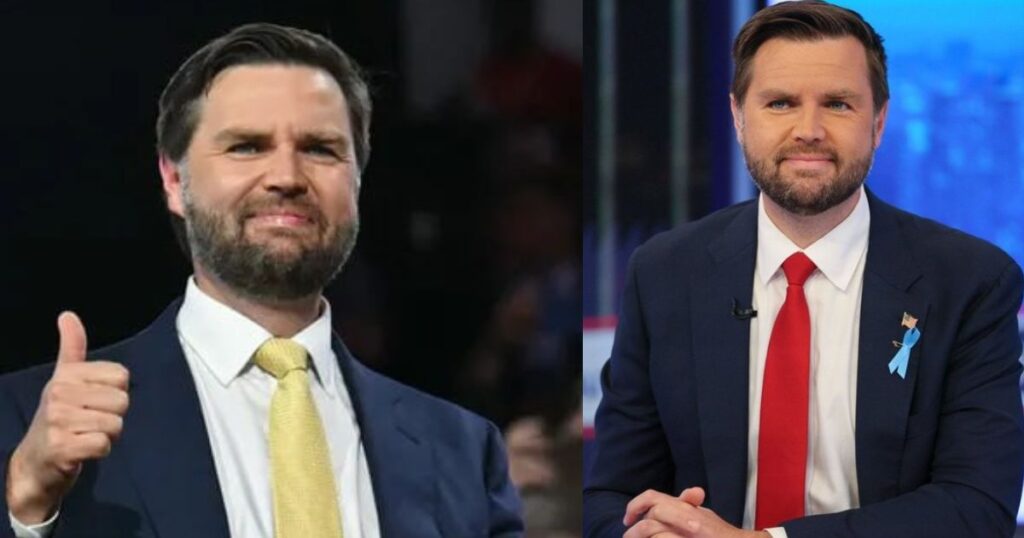 JD Vance seems really happy after The Big Beautiful Bill passes its first stage of Senate voting ( both the pictures from @JDVanceNewsX (Fan Page) via X.