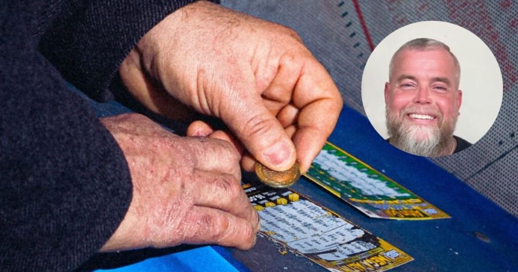 James Shannon Farthing, the $167.3 Million Lottery Winner (Left: Image of a Powerball ticket — uploaded by Adem Erkoç via Pexels | Right: Image of Farthing — courtesy of WKYT via YouTube)