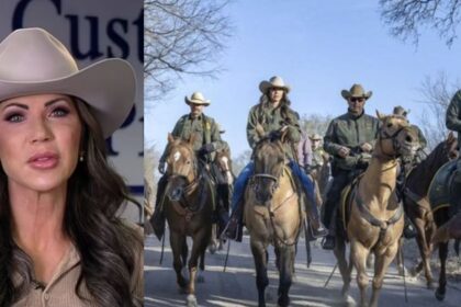 Kristi Noem's post with the CBP Horse Patrol got major outrage from online users. (left-@TrumpVVon|X) and (right-@Sec_Noem|X).