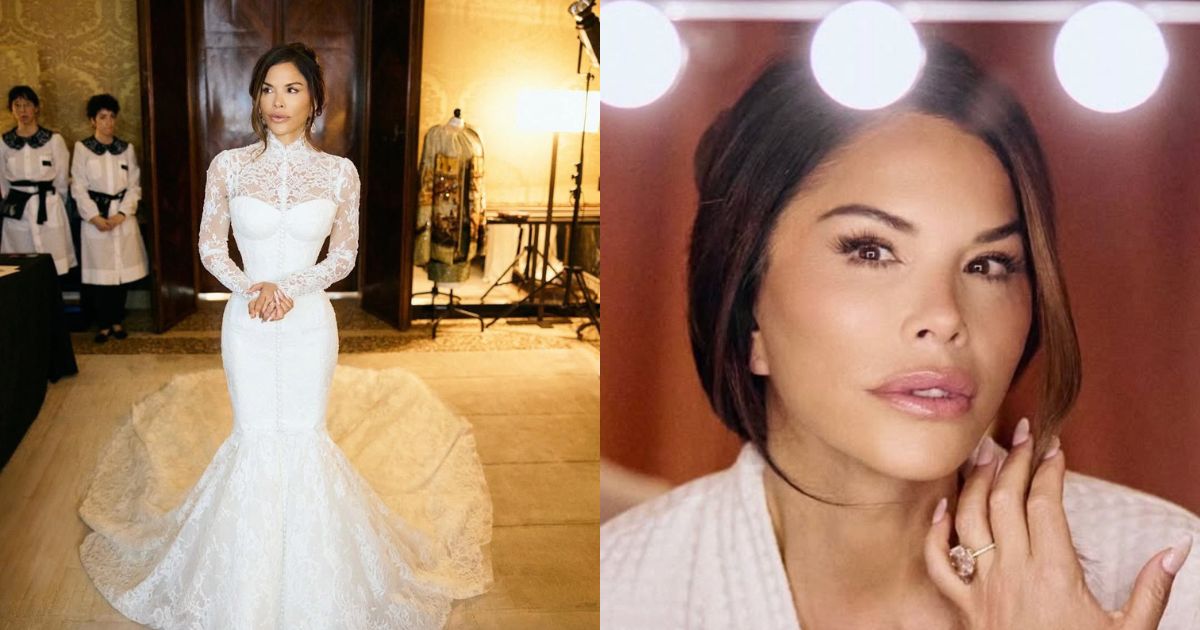 Lauren Sánchez Bezos and her viral wedding photos, as shared by @Daily_MailUS on X (left) and @OliLondonTV on X (right).