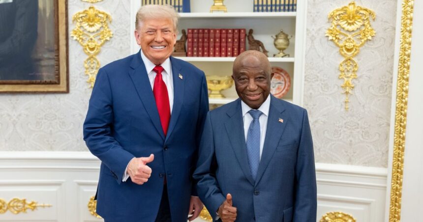 U.S. President Donald Trump and Liberian President Joseph Boakai during their July 9, 2025, meeting at the White House