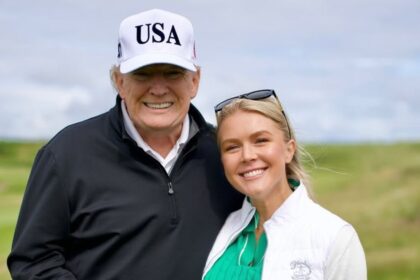 Donald Trump and Karoline Leavitt in Scotland