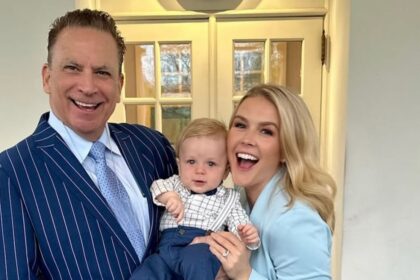 Karoline Leavitt with her husband and son at the White House