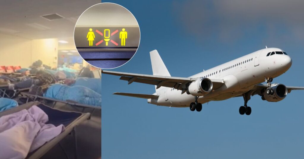 Passengers had to sleep on emergency airbeds in Maine after a mid-air smoking incident grounded their flight