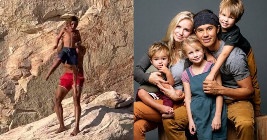bucket list family: father throws son off of the cliff