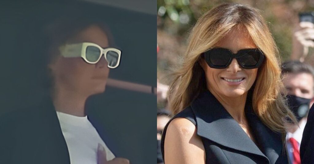 Melania Trump wearing oversized white sunglasses at the FIFA Club World Cup Final 2025