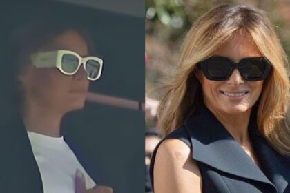 Melania Trump wearing oversized white sunglasses at the FIFA Club World Cup Final 2025
