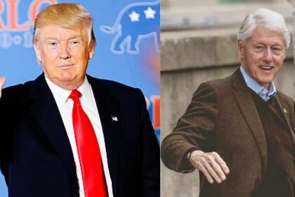 Presidents Donald Trump and Bill Clinton ( left-Michael Vadon via Flickr) and ( right-@dianejeffersonc|X).