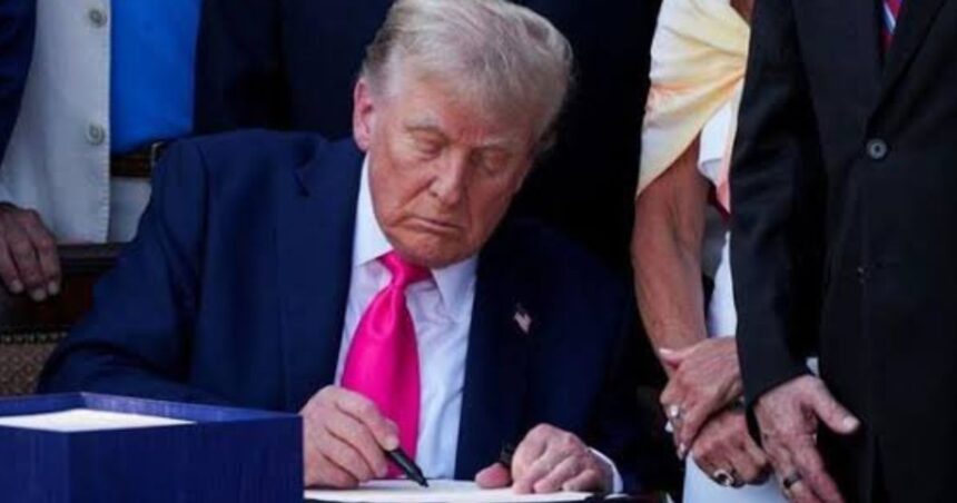 Donald Trump announcing higher tariffs for several countries ( Image Credits:@MartiniGuyYT|X).