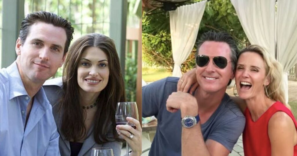 ChatGPT said: Gavin Newsom with ex-wife Kimberly Guilfoyle (right) – @BuckeyePolitic1 | X and current wife Jennifer Siebel Newsom (left) – @gavinnewsom | Instagram