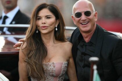 Lauren Sanchez and Jeff Bezos at Paris Fashion Week.