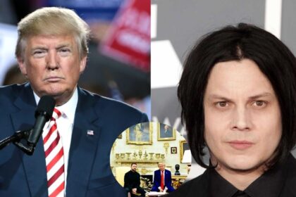 Jack White slams Trump’s gold-covered Oval Office interiors during recent meeting with Ukrainian President ( left- picture by Gage Skidmore via Flickr) and (right@_wake_up_USA|X).