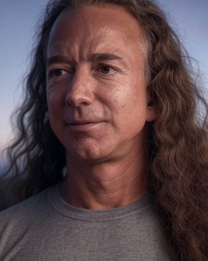 Jeff Bezos with long hair by Chase Passive Income 