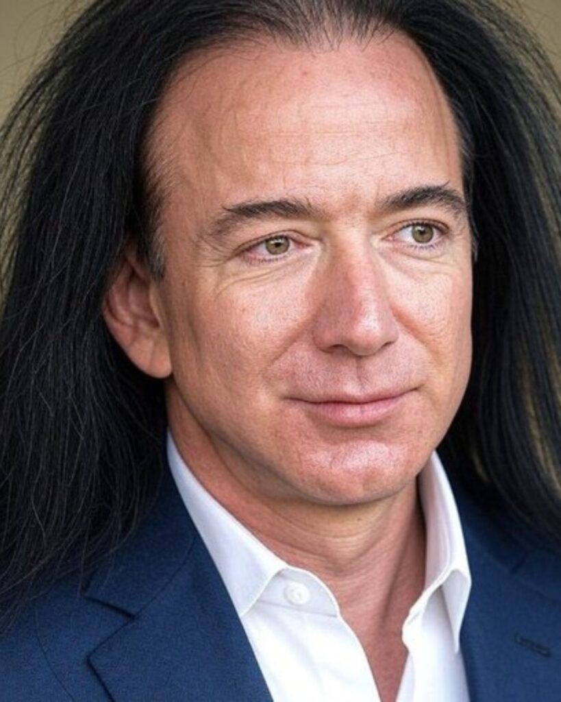 Jeff Bezos with long hair Brad Carry