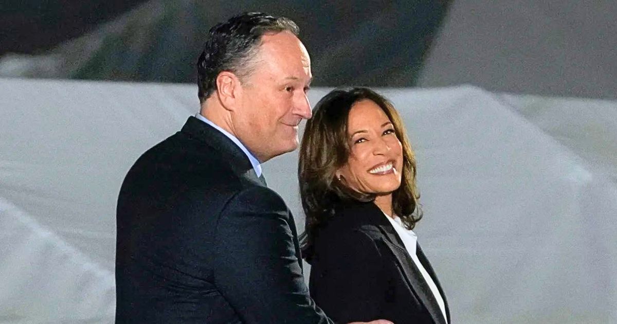 Kamala Harris and Doug Emhoff at a campaign event, showing their strong partnership