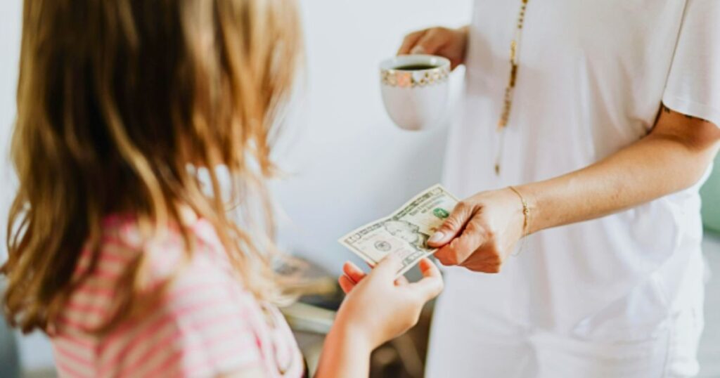 Michael Madden hands his 6-year-old daughter Rose “rent” lessons disguised as playtime